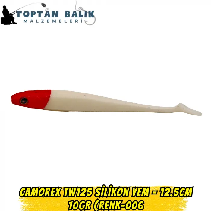 Camorex TW125 Silikon Yem - 12.5cm 10gr (Renk-006 Kırmızı Kafa)
