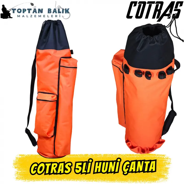 Cotras 5’li Boru Tipi Kamış Taşıma Çantası – Turuncu & Siyah