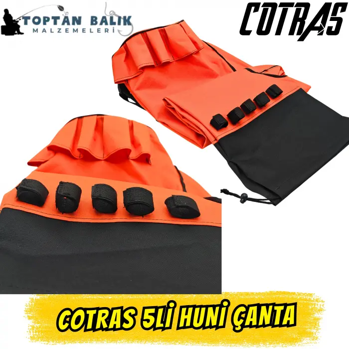 Cotras 5’li Boru Tipi Kamış Taşıma Çantası – Turuncu & Siyah