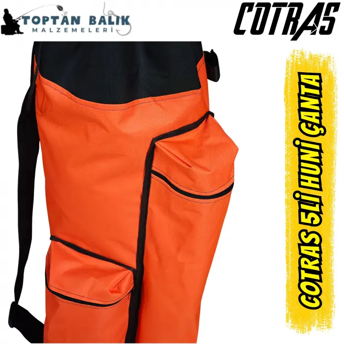 Cotras 5’li Boru Tipi Kamış Taşıma Çantası – Turuncu & Siyah