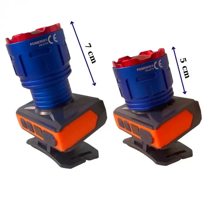 Powerdex PD-2172 Sensörlü Profesyonel Kafa Lambası 50W 3000 Lümen - Zoom ve 6800 mAh Batarya
