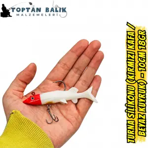 Fırsat Paketi: Turna Silikonu 10cm 18gr - Kırmızı Kafa Beyaz (5’li Set)