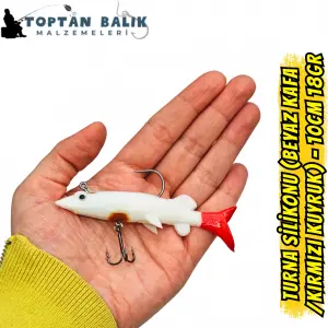 Fırsat Paketi: Turna Silikonu 10cm 18gr - Beyaz Kafa Kırmızı Kuyruk (5’li Set)