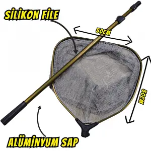 Teleskopik Alüminyum Balıkçı Kepçesi (Silikon Fileli, 165cm)
