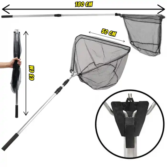 Portatif Katlanır Üçgen Balıkçı Kepçesi (Alüminyum, 180cm)