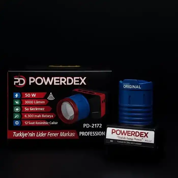 Powerdex PD-2172 Sensörlü Profesyonel Kafa Lambası 50W 3000 Lümen - Zoom ve 6800 mAh Batarya