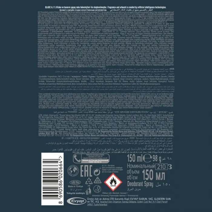 Blade A.I. 1.0 Erkek Deodorant Sprey 150 ml
