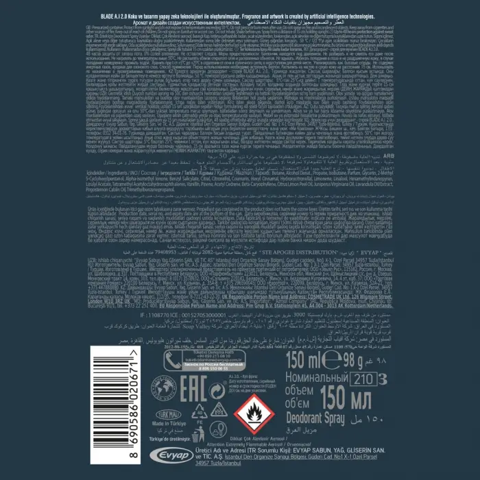 Blade A.I. 2.0 Erkek Deodorant Sprey 150 ml