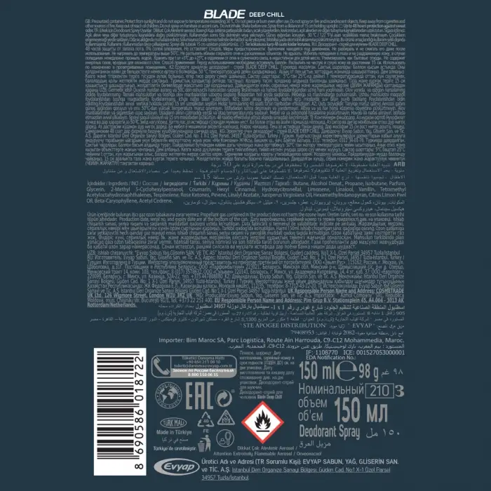 Blade Deep Chill Erkek Deodorant Sprey 150 ml
