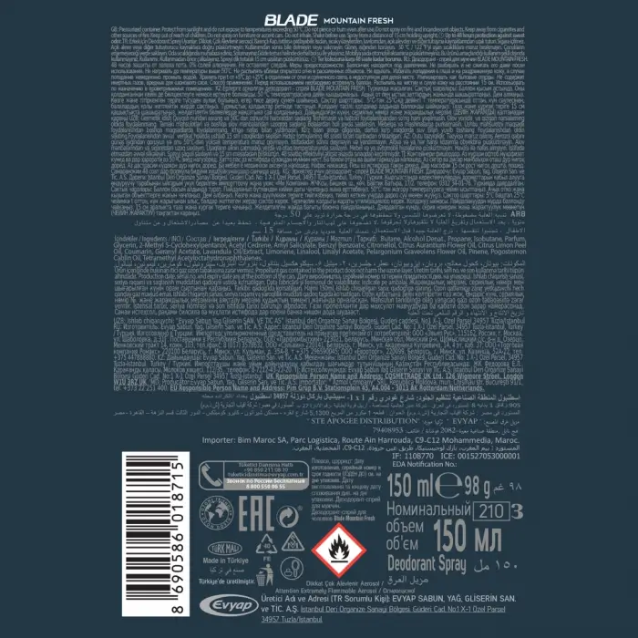 Blade Mountain Fresh Erkek Deodorant Sprey 150 ml