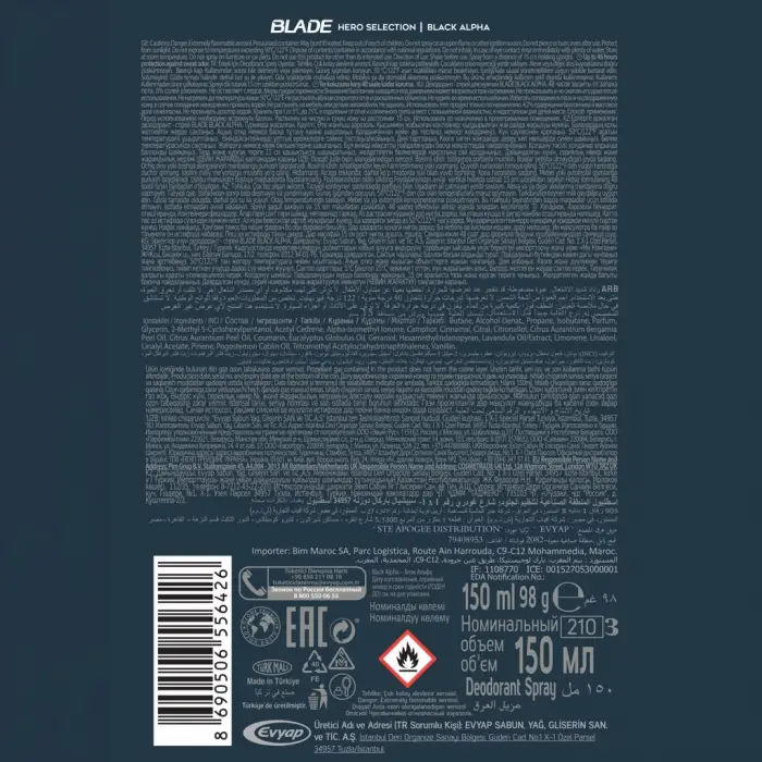 Blade Star Black Alpha Erkek Deodorant Sprey 150 ml