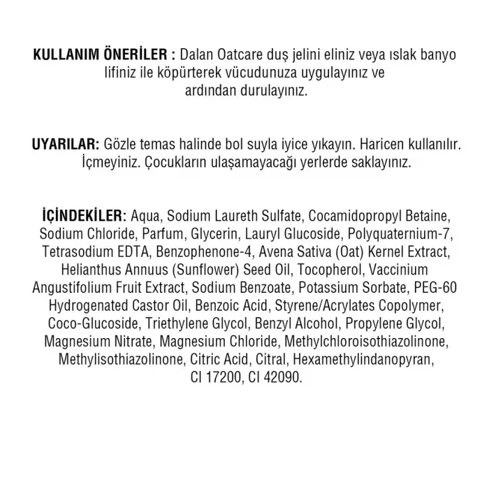 Dalan Oatcare Duş Jeli Yaban Mersini 450 ml