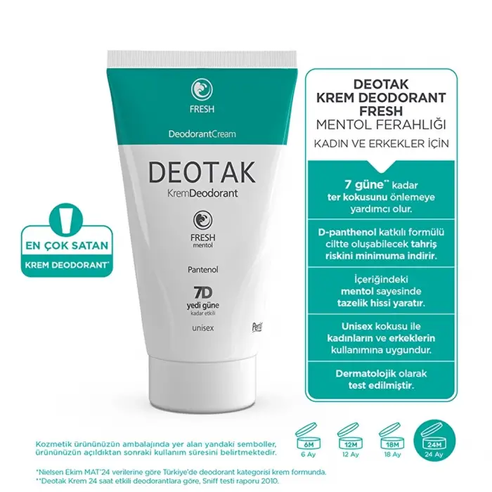 Deotak Unisex Krem Deodorant Fresh 35 ml