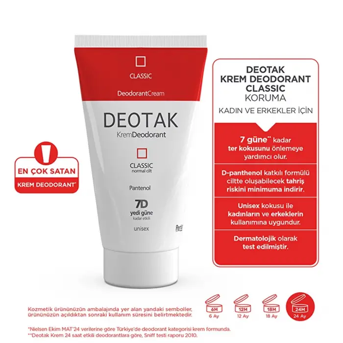Deotak Unisex Krem Deodorant Klasik 35 ml