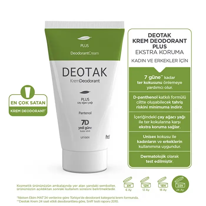 Deotak Unisex Krem Deodorant Plus 35 ml