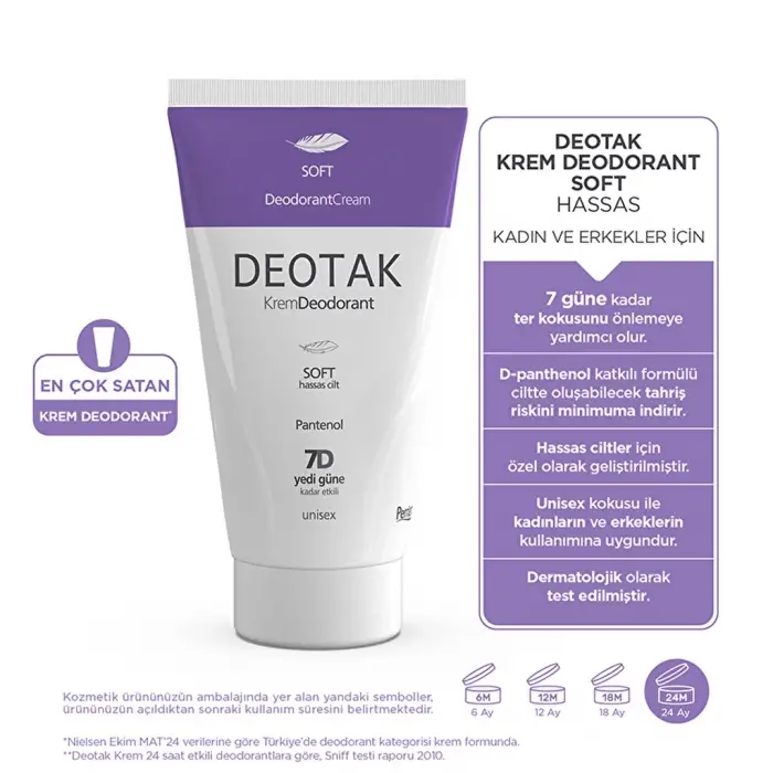 Deotak Unisex Krem Deodorant Soft 35 ml