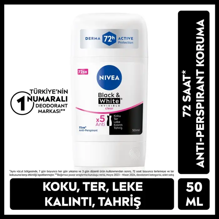 Nivea Kadın Stick Deodorant Black & White Clear 50 ml
