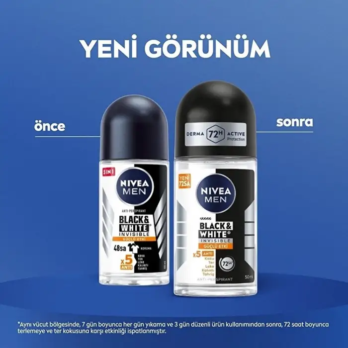Nivea Men Erkek Roll-On Deodorant Black & White Invisible Güçlü Etki 50 ml