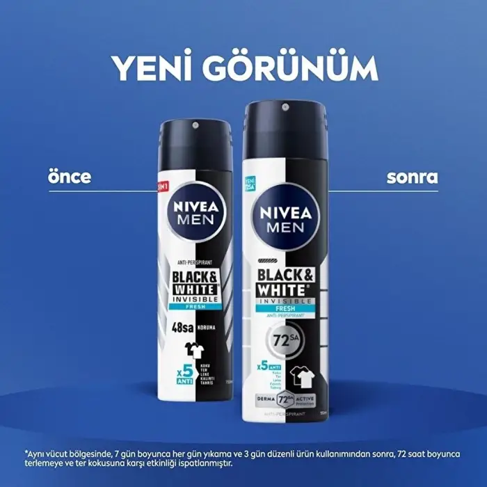 Nivea Men Erkek Sprey Deodorant Black & White Invisible Fresh 150 ml
