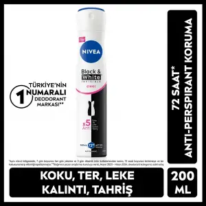 Nivea Black & White Invisible Clear Kadın Sprey Deodorant 200 ml