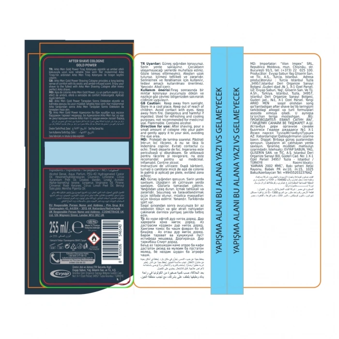 Arko Men Tıraş Kolonyası Platinum 255 ml