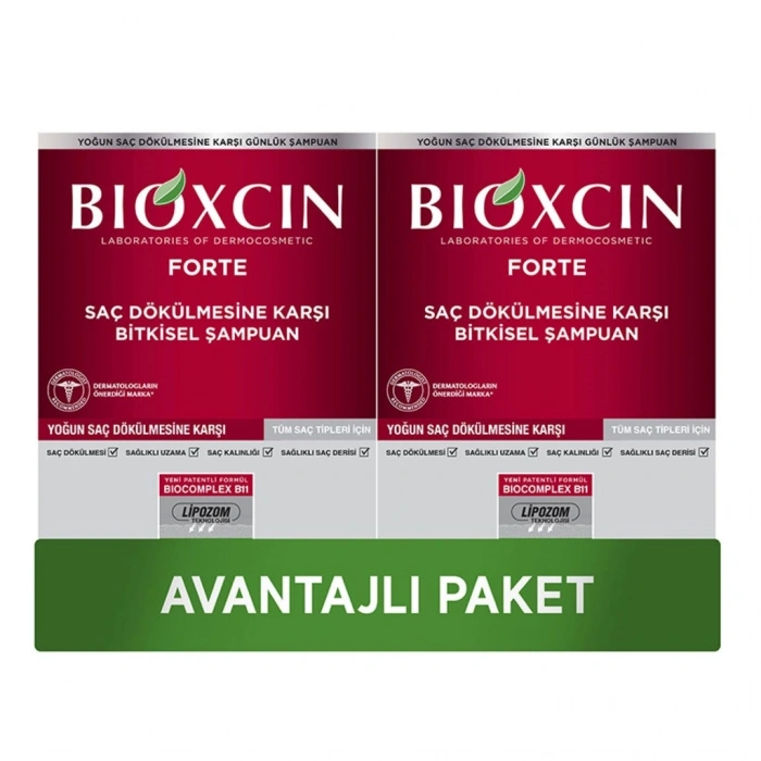 Bioxcin Forte Saç Dökülmesine Karşı Bitkisel Şampuan 300 ml x 2