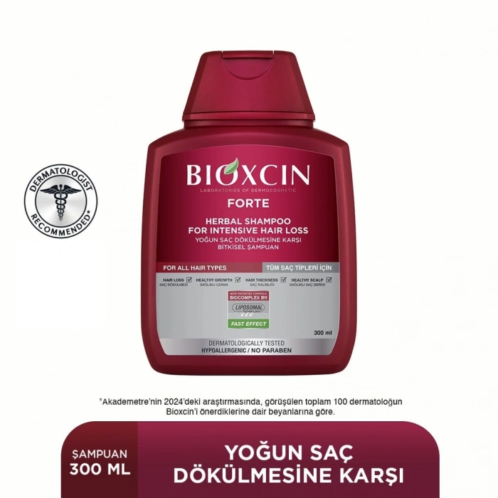 Bioxcin Forte Saç Dökülmesine Karşı Bitkisel Şampuan Tüm Saç Tipleri 300 ml