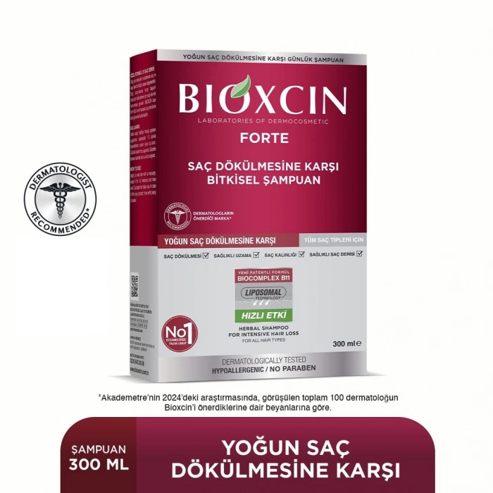 Bioxcin Forte Saç Dökülmesine Karşı Bitkisel Şampuan Tüm Saç Tipleri 300 ml