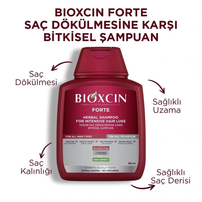 Bioxcin Forte Saç Dökülmesine Karşı Bitkisel Şampuan Tüm Saç Tipleri 300 ml