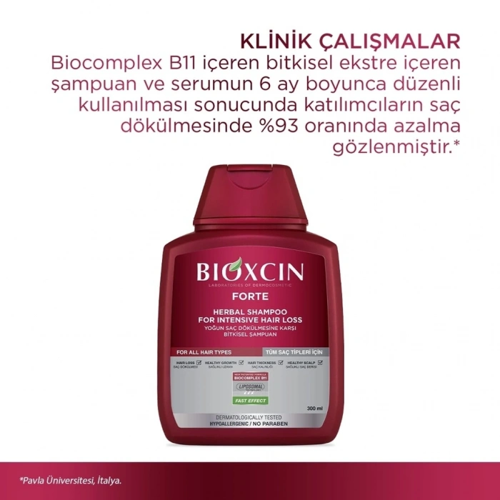 Bioxcin Forte Saç Dökülmesine Karşı Bitkisel Şampuan Tüm Saç Tipleri 300 ml