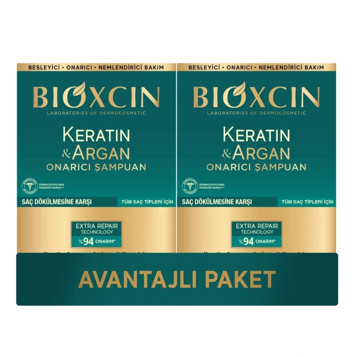 Bioxcin Keratin & Argan Onarıcı Şampuan 300 ml x 2