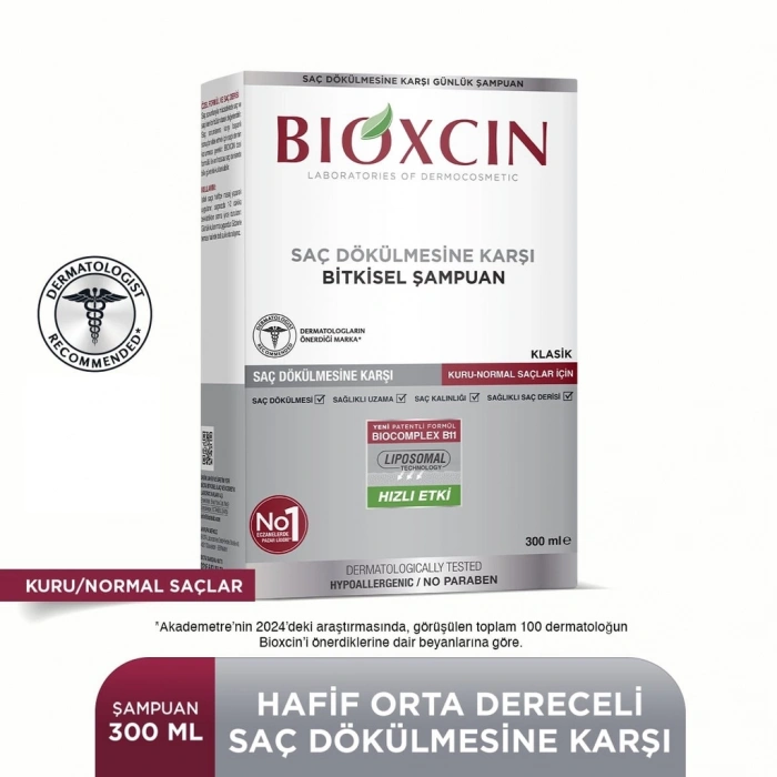 Bioxcin Saç Dökülmesine Karşı Bitkisel Klasik Şampuan Yağlı Saçlar 300 ml