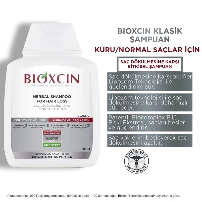 Bioxcin Saç Dökülmesine Karşı Bitkisel Klasik Şampuan Yağlı Saçlar 300 ml
