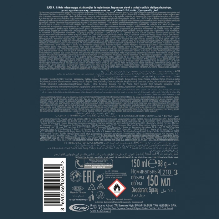 Blade A.I. 1.0 Erkek Deodorant Sprey 150 ml