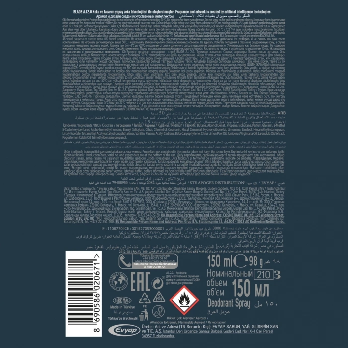 Blade A.I. 2.0 Erkek Deodorant Sprey 150 ml