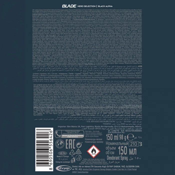 Blade Star Black Alpha Erkek Deodorant Sprey 150 ml