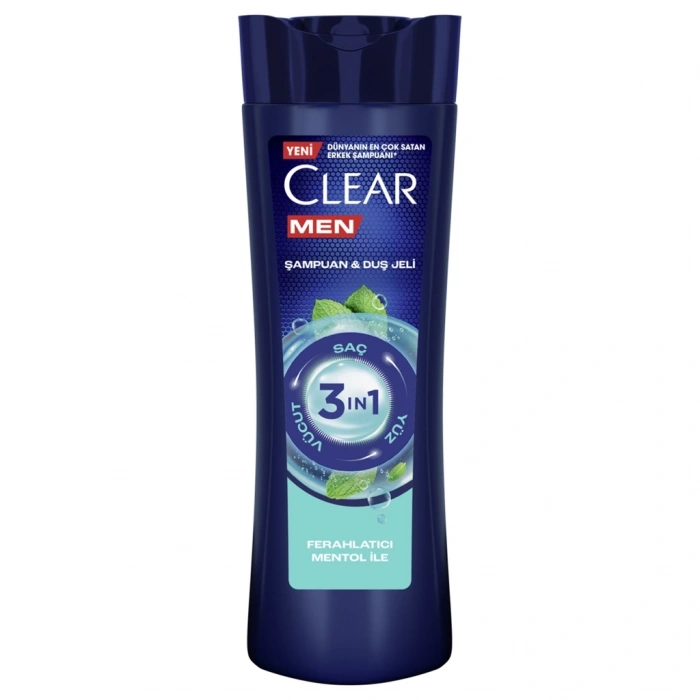 Clear Men 3 in 1 Şampuan & Duş Jeli Ferahlatıcı Mentol 350 ml
