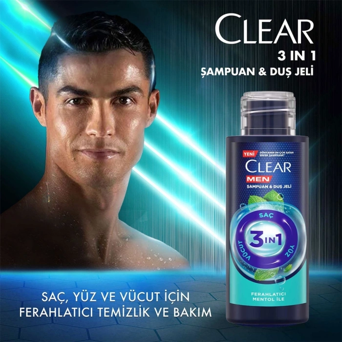 Clear Men 3in1 Ferahlatıcı Mentol Seyahat Boy Şampuan & Duş Jeli 90 ml