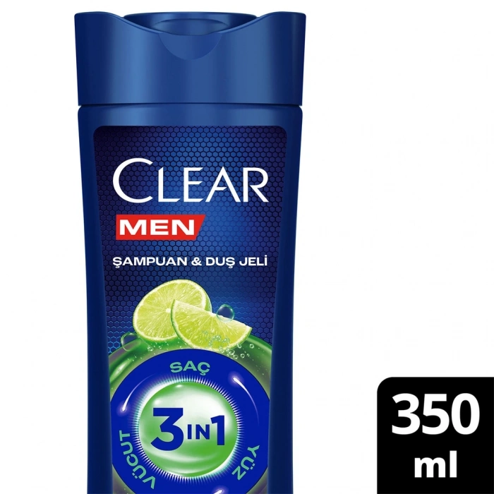 Clear Men 3in1 Yağlanma Karşıtı Lime Özü Şampuan & Duş Jeli 350 ml