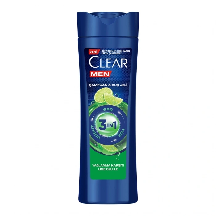 Clear Men 3in1 Yağlanma Karşıtı Lime Özü Şampuan & Duş Jeli 350 ml
