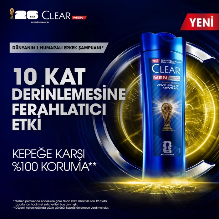 Clear Men Kepeğe Karşı Etkili Şampuan Cool Sport Menthol Ferahlatıcı Mentol Etkisi 350 ml