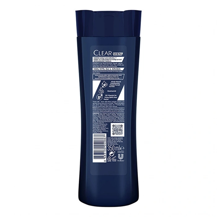 Clear Men Kepeğe Karşı Etkili Şampuan Hızlı Stil 2si 1 Arada Kolay Şekil Alan Saçlar 350 ml