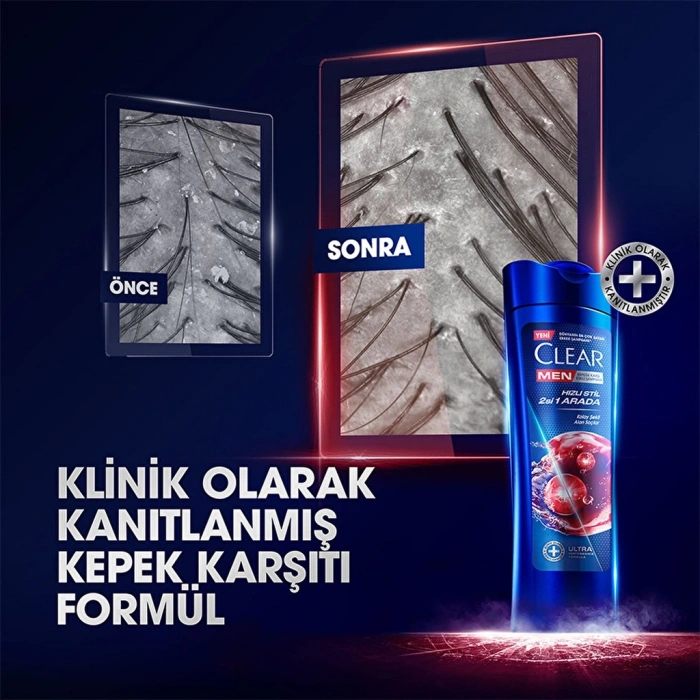 Clear Men Kepeğe Karşı Etkili Şampuan Hızlı Stil 2si 1 Arada Kolay Şekil Alan Saçlar 350 ml