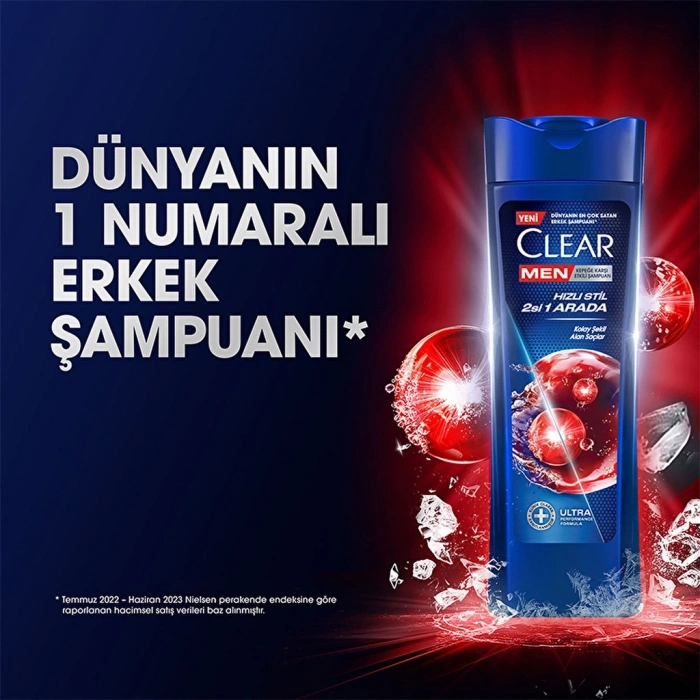 Clear Men Kepeğe Karşı Etkili Şampuan Hızlı Stil 2si 1 Arada Kolay Şekil Alan Saçlar 350 ml
