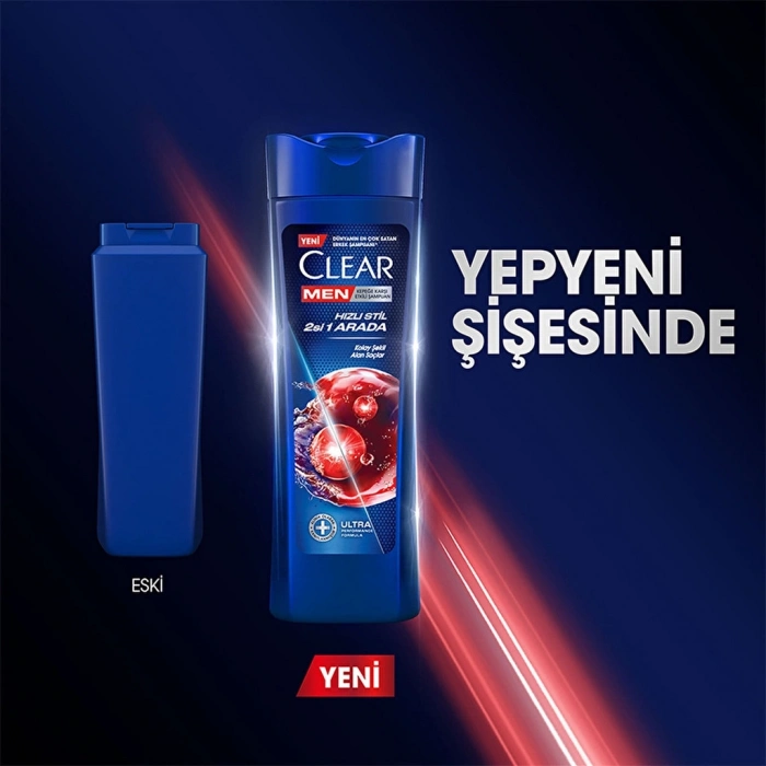 Clear Men Kepeğe Karşı Etkili Şampuan Hızlı Stil 2si 1 Arada Kolay Şekil Alan Saçlar 350 ml