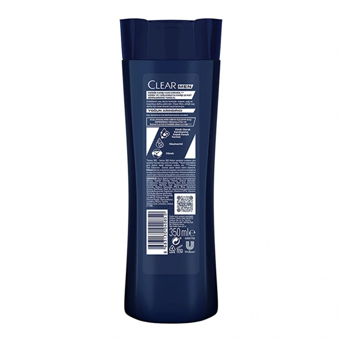 Clear Men Kepeğe Karşı Etkili Şampuan Yoğun Arındırıcı Kömür İle 350 ml