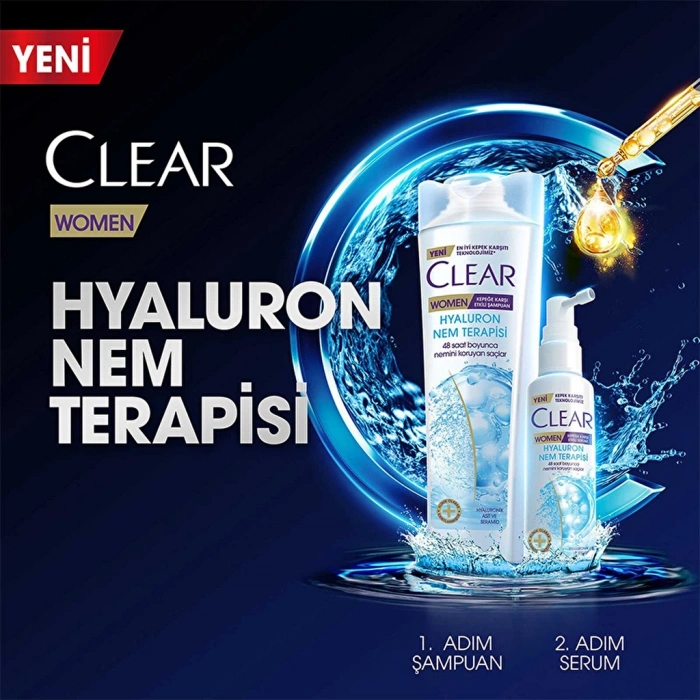 Clear Women Kepeğe Karşı Etkili Saç Bakım Şampuanı Hyaluron Nem Terapisi 350 ml