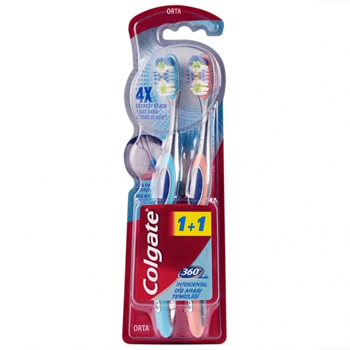 Colgate 360 Diş Arası Temizliği Diş Fırçası 1+1 (Orta)