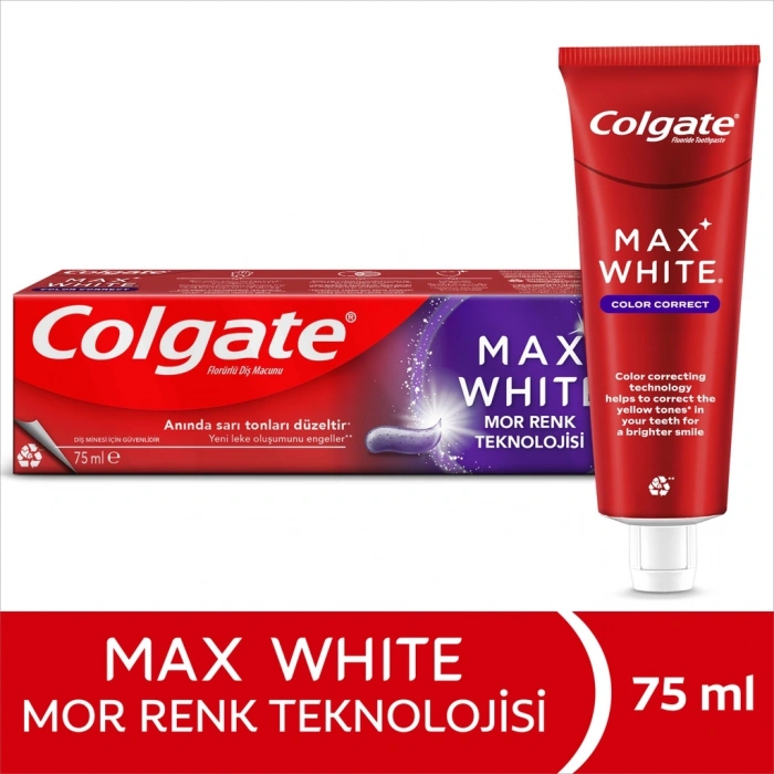 Colgate Max White Mor Renk Teknolojisi Anında Beyazlık Etkisi Diş Macunu 75 ml