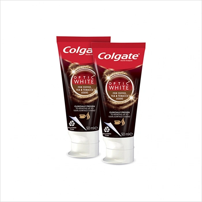 Colgate Optic White Kahve, Çay ve Tütün Kullanıcıları İçin Beyazlatıcı Diş Macunu 50 ml x 2